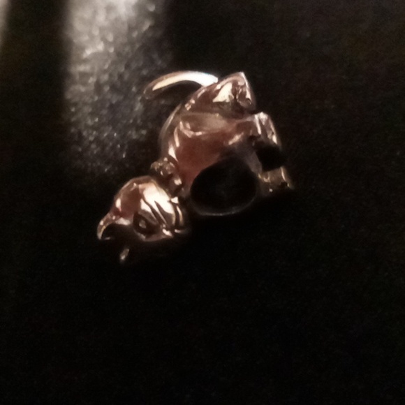 Sterling silver 925 cat / kitty snake chain charm bracelet. - Picture 2 of 8